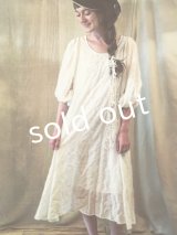 [pollenbienco] バルーン袖のＡラインワンピース／off white