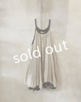 pollenbienco／リバーシブルギャザーワンピース・生成りとグレー
