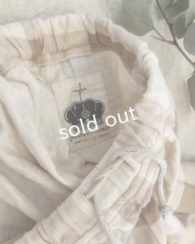 画像6: pollenbienco／コットンガーゼ・ギャザーパンツ [check]