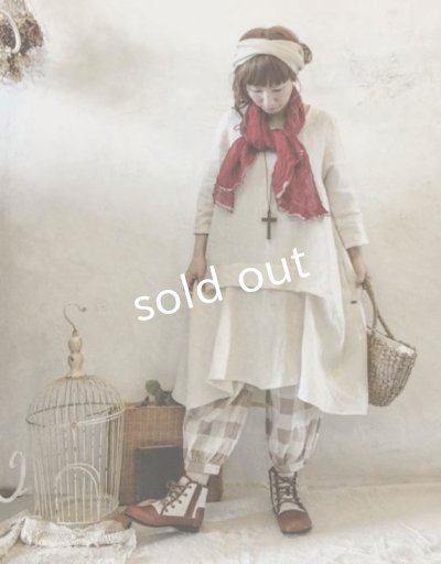 画像8: pollenbienco／コットンガーゼ・ギャザーパンツ [check]