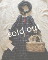 MARCHE' DE SOEUR／濃ネイビーチェックリネンワンピース
