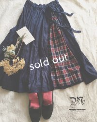 MARCHE' DE SOEUR／ネイビー×赤チェックギャザースカート