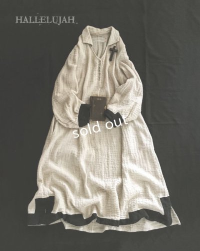 画像2: HALLELUJAH／”ノマドドレス”遊牧民のワンピース　Off white/Black
