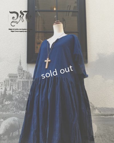 画像1: MARCHE' DE SOEUR／ギャザーワンピース・インディゴ