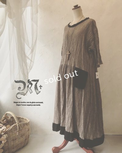 画像1: MARCHE' DE SOEUR／ウールカシミヤリネン　ワンピース・ココア