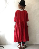 画像10: MARCHE' DE SOEUR／赤リネン・ギャザーワンピース (10)
