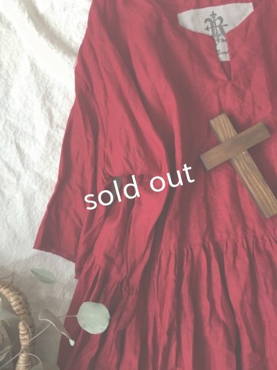 画像3: MARCHE' DE SOEUR／赤リネン・ギャザーワンピース