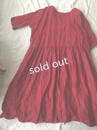 画像6: MARCHE' DE SOEUR／赤リネン・ギャザーワンピース