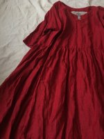画像4: MARCHE' DE SOEUR／赤リネン・ギャザーワンピース (4)