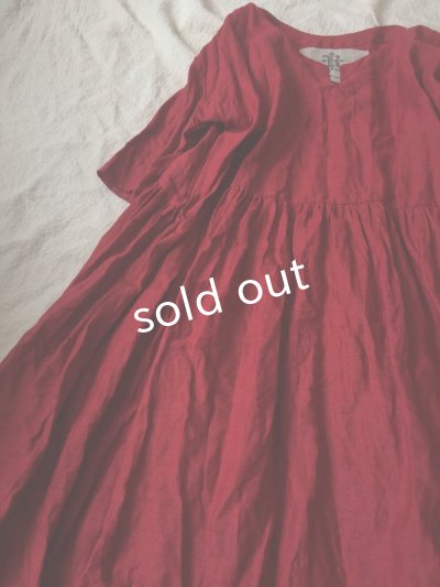 画像4: MARCHE' DE SOEUR／赤リネン・ギャザーワンピース