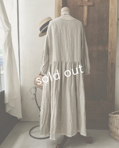 画像7: MARCHE' DE SOEUR／パフスリーブギャザーワンピース・リトアニアリネン