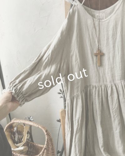 画像4: MARCHE' DE SOEUR／パフスリーブギャザーワンピース・リトアニアリネン