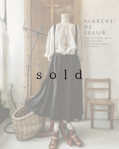 画像1: MARCHE' DE SOEUR／ブラックリネン吊りスカート