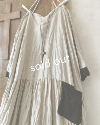 画像3: MARCHE' DE SOEUR／生成りベージュ×ブラックリネンワンピース