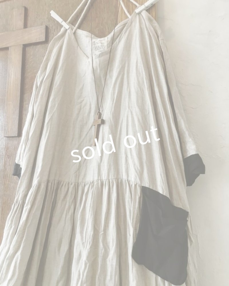 画像3: MARCHE' DE SOEUR／生成りベージュ×ブラックリネンワンピース (3)