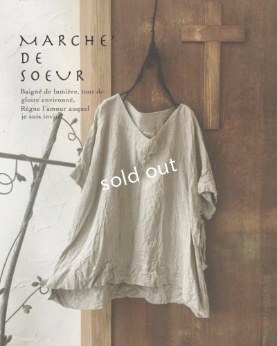 画像1: MARCHE' DE SOEUR／ベルギーリネン半袖プルオーバー・生成り