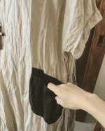 画像5: MARCHE' DE SOEUR／生成りベージュ×ブラックリネンワンピース (5)