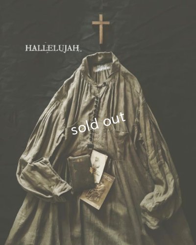 画像1: HALLELUJAH／1890's Bourgeron　1890年代　羊飼いシャツワンピース・Khaki