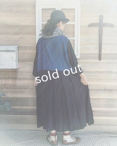 画像6: MARCHE' DE SOEUR/インディゴ染めバイカラーワンピース・ブラックお袖