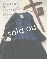 MARCHE' DE SOEUR/インディゴ染めバイカラーワンピース・ブラックお袖