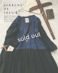 MARCHE' DE SOEUR/インディゴ染めバイカラーワンピース・ブラックお袖