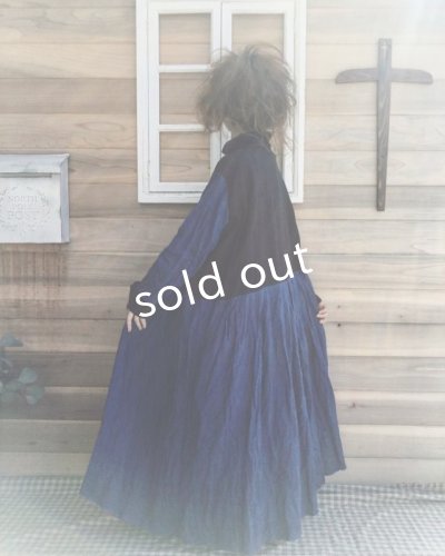 画像5: MARCHE' DE SOEUR/インディゴ染めバイカラーワンピース・インディゴお袖