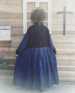 画像6: MARCHE' DE SOEUR/インディゴ染めバイカラーワンピース・インディゴお袖 (6)