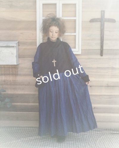 画像4: MARCHE' DE SOEUR/インディゴ染めバイカラーワンピース・インディゴお袖