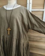 画像13: MARCHE' DE SOEUR/ウォッシュリネンワンピース・カーキブラウン (13)