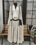 画像6: MARCHE' DE SOEUR/ウールリネン吊りスカート・オフ×黒 (6)