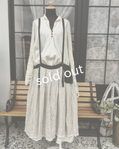 画像6: MARCHE' DE SOEUR/ウールリネン吊りスカート・オフ×黒