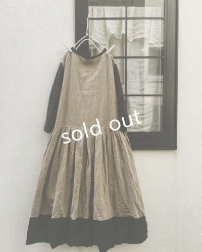 画像7: MARCHE' DE SOEUR/ウォッシュリネンワンピース・カーキブラウン×黒