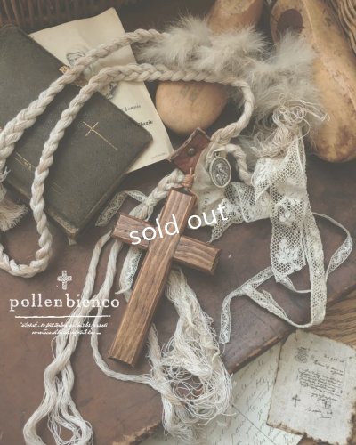 画像1: pollenbienco／アンティークレースの特大十字架ネックレス・a