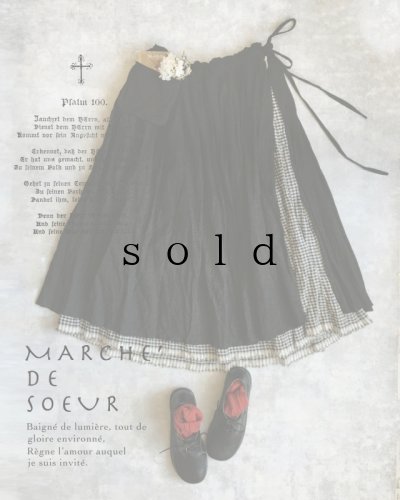 画像1: MARCHE' DE SOEUR/タブリエスカート・黒×ネイビーギンガム