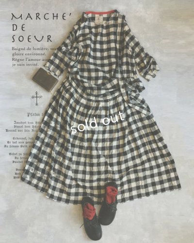 画像1: MARCHE' DE SOEUR/ワンショルダーワンピース・綿麻ギンガム