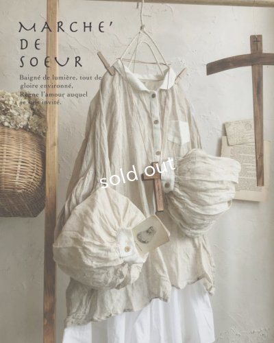 画像2: MARCHE' DE SOEUR/ちび襟パフ袖ブラウス・生成り