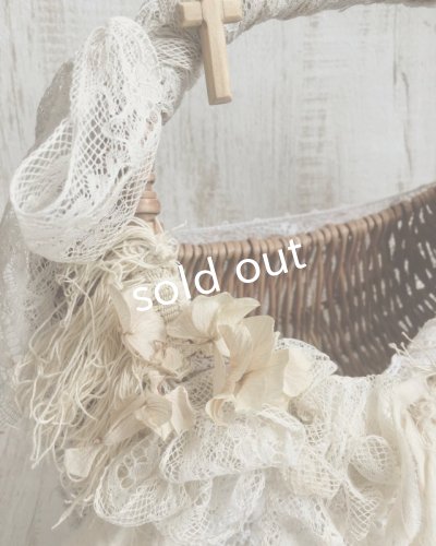 画像4: pollenbienco/アンティークレースまるかご・白の花束