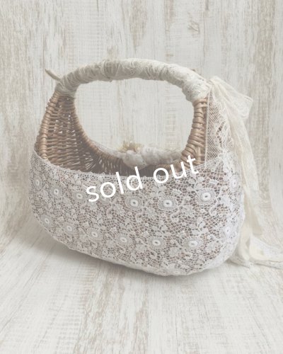 画像6: pollenbienco/アンティークレースまるかご・白の花束