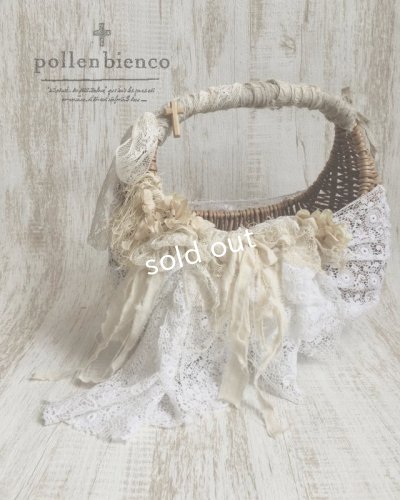 画像2: pollenbienco／アンティークレースまるかご・白の花束