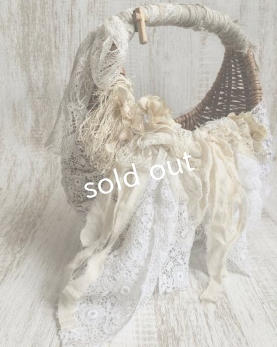 画像8: pollenbienco/アンティークレースまるかご・白の花束