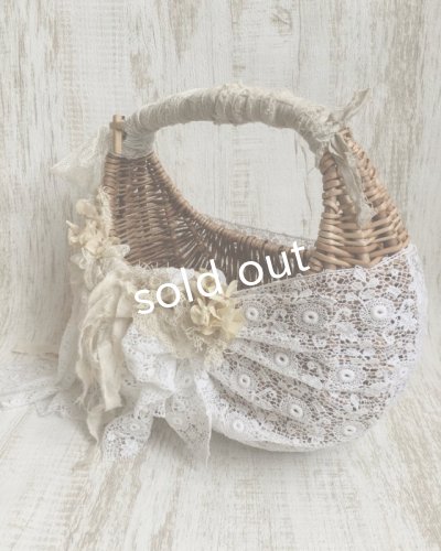 画像5: pollenbienco/アンティークレースまるかご・白の花束