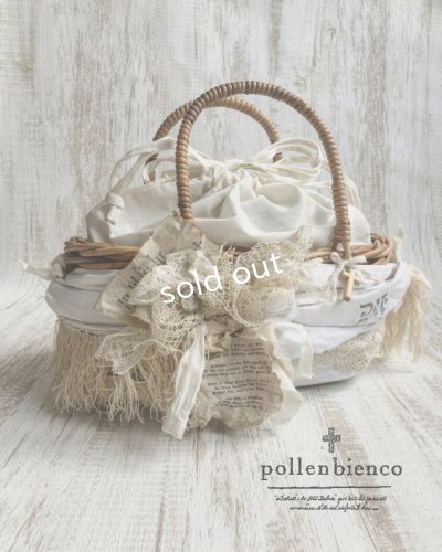 画像1: pollenbienco／アンティークレースのかごバッグ・祈りのメダイ