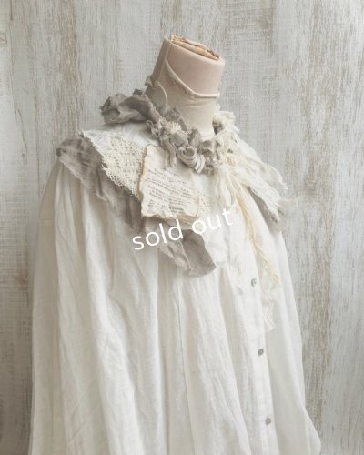画像5: pollenbienco／アンティークレースとガーゼのティペット・a