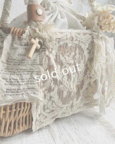 画像6: pollenbienco/アンティークレースのかごバッグ・ドイリーと花束