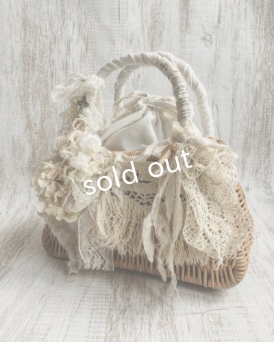 画像8: pollenbienco/アンティークレースのかごバッグ・フリンジと花束