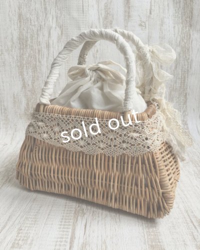 画像4: pollenbienco/アンティークレースのかごバッグ・フリンジと花束