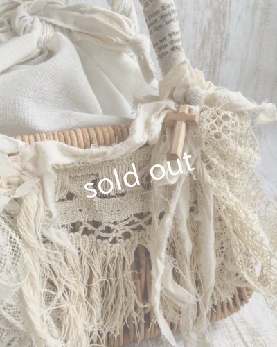 画像5: pollenbienco/アンティークレースのかごバッグ・フリンジと花束