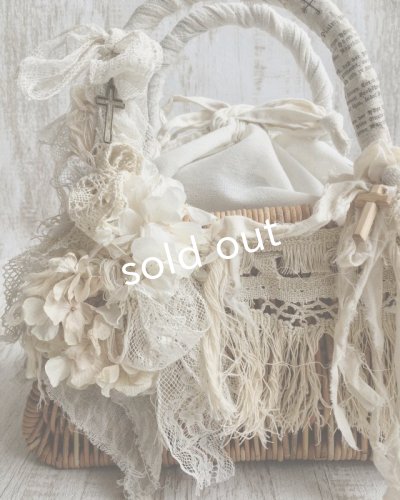 画像7: pollenbienco/アンティークレースのかごバッグ・フリンジと花束