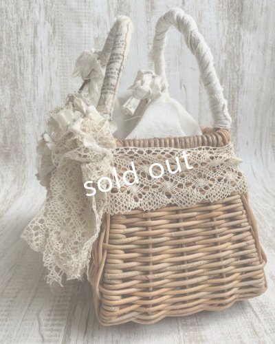 画像6: pollenbienco/アンティークレースのかごバッグ・フリンジと花束