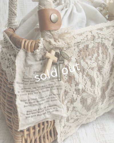 画像4: pollenbienco/アンティークレースのかごバッグ・ドイリーと花束